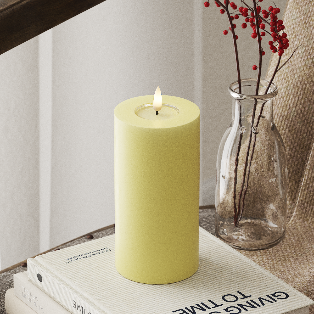 deluxe-homeart-blockkerzen-led-kerze-7-5x15-cm-hellgelb-real-flame image 1