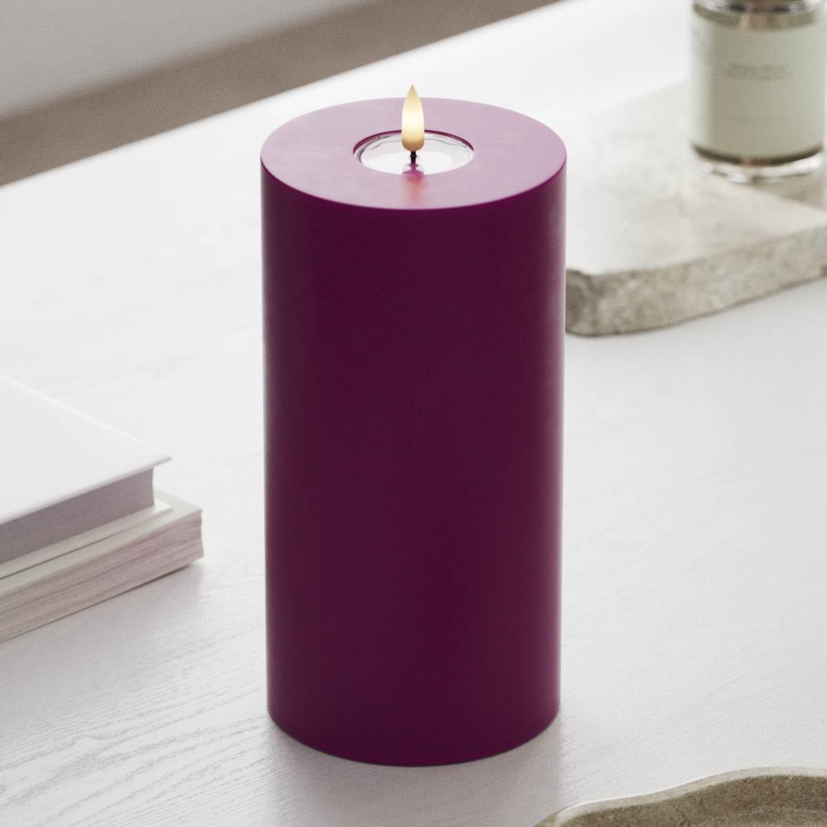 deluxe-homeart-blockkerzen-led-blockkerze-10x20cm-violett-wachs image 3