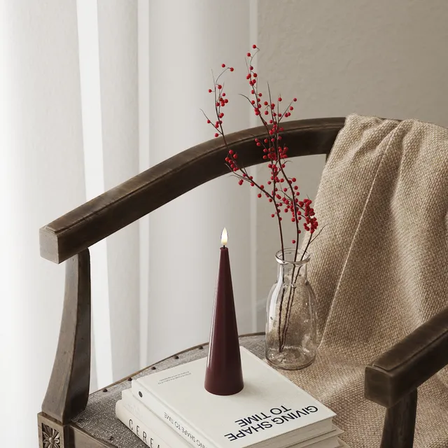 deluxe-homeart-kegelkerze-led-spitzkerze-20cm-bordeaux-lack image 1