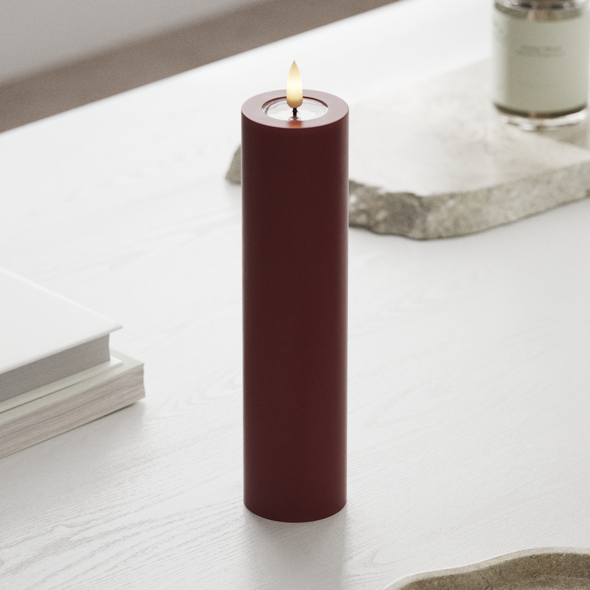deluxe-homeart-blockkerzen-led-kerze-5x20-cm-bordeaux-real-flame image 3