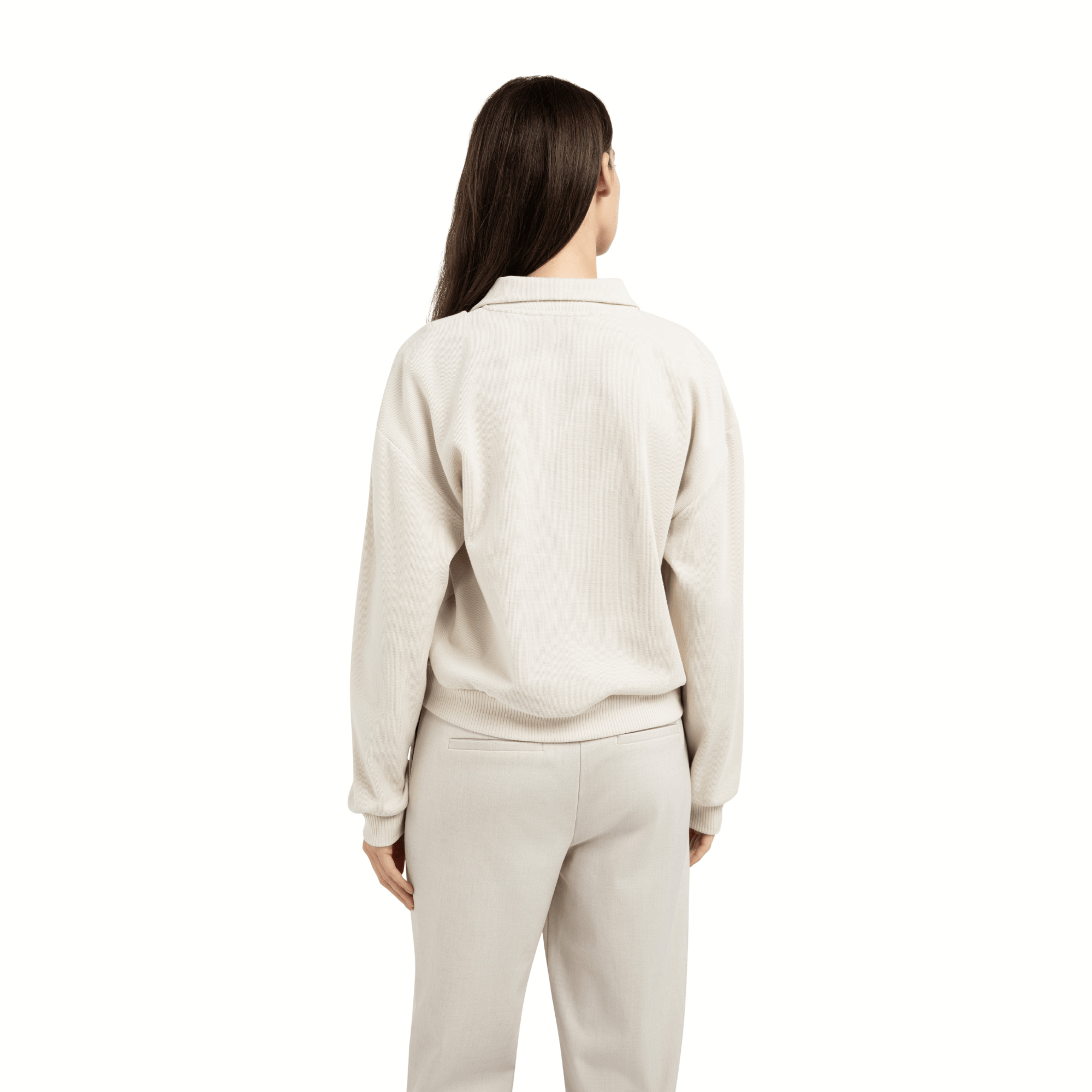 yaya-pullover-doppelkragen-zipper-beige-oversize image 2