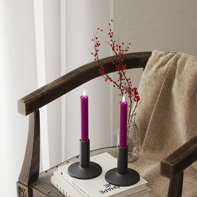 deluxe-homeart-stabkerzen-led-kerzen-2x15-cm-violett-2er-set image 1