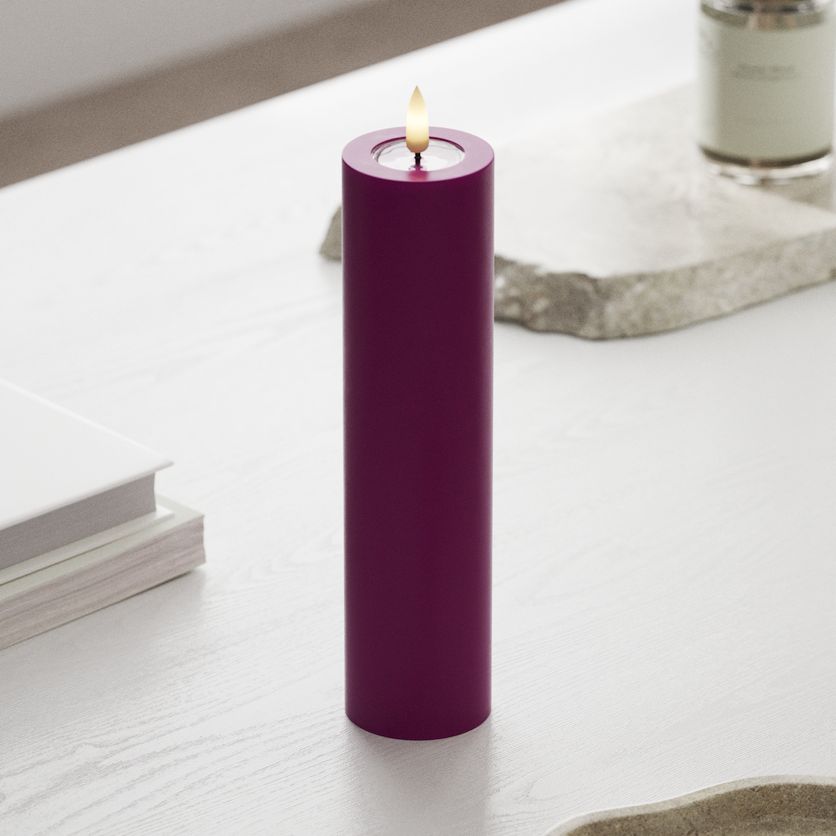 deluxe-homeart-blockkerzen-led-kerze-5x20-cm-violett-real-flame image 3