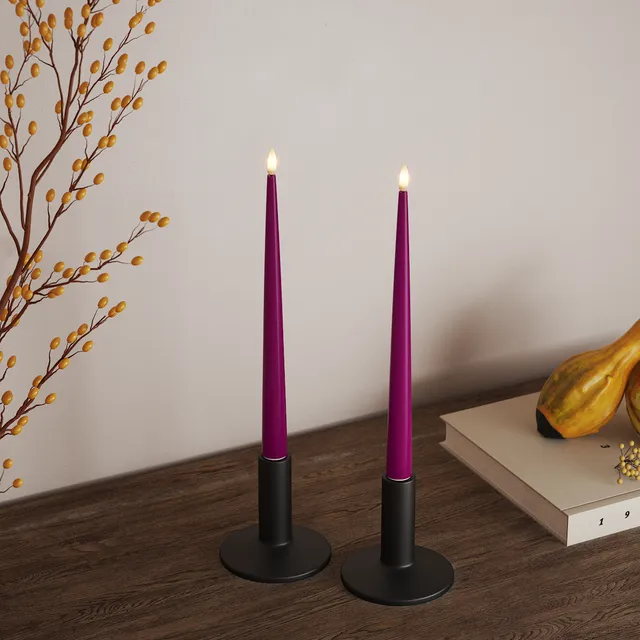 deluxe-homeart-kerzenlicht-lack-led-stabkerze-28cm-violett-2er image 1