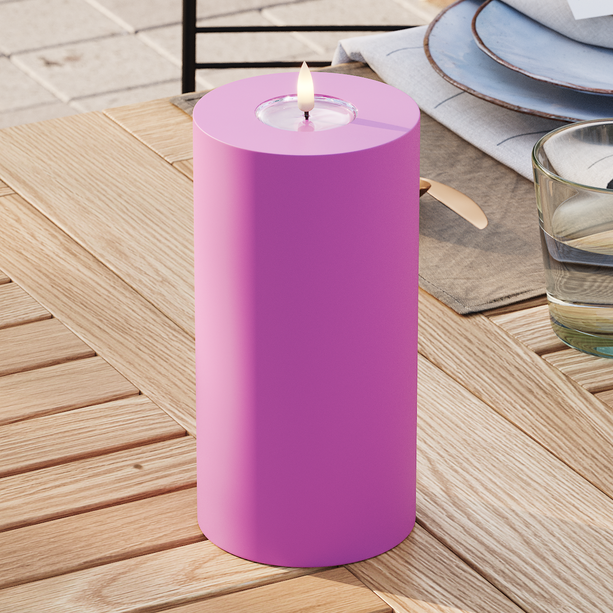 deluxe-homeart-au-enleuchten-led-blockkerze-10x20-cm-magenta-ip44 image 3