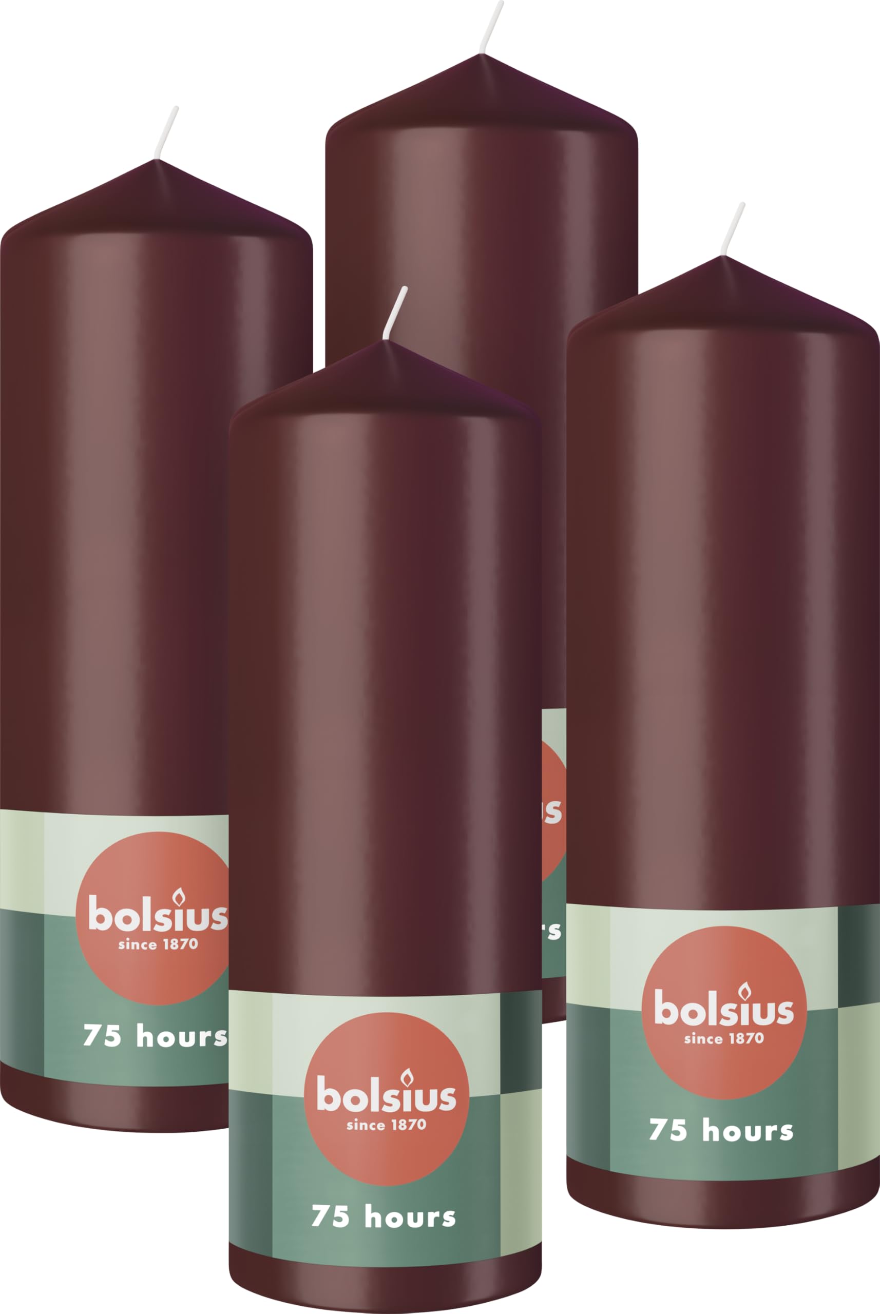 bolsius-essentials-stumpenkerze-bordeauxrot-20x7cm-4er-75h image 1