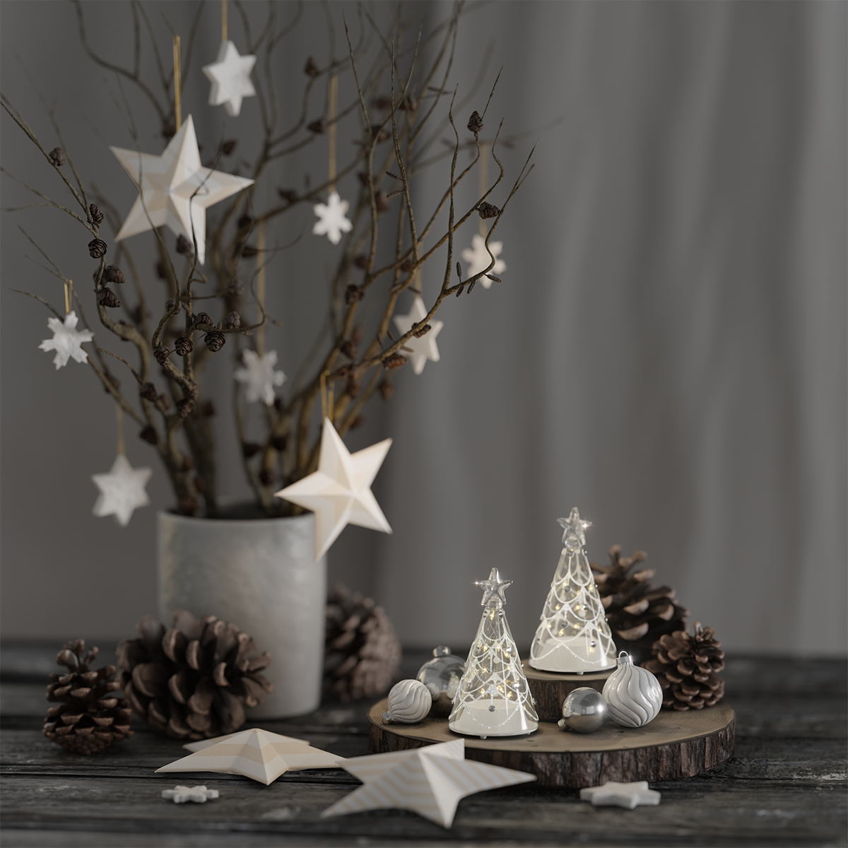 deluxe-homeart-saisons-glas-weihnachtsbaum-2er-set-deko image 1