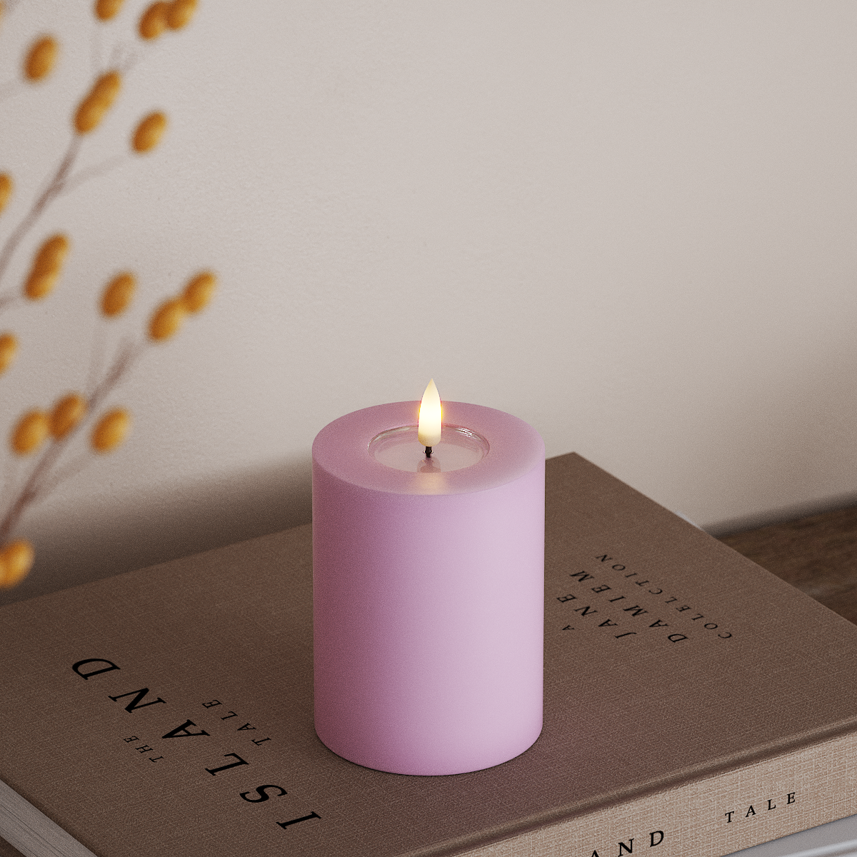 deluxe-homeart-blockkerzen-led-blockkerze-7-5x10-cm-lavendel-real-flame image 2