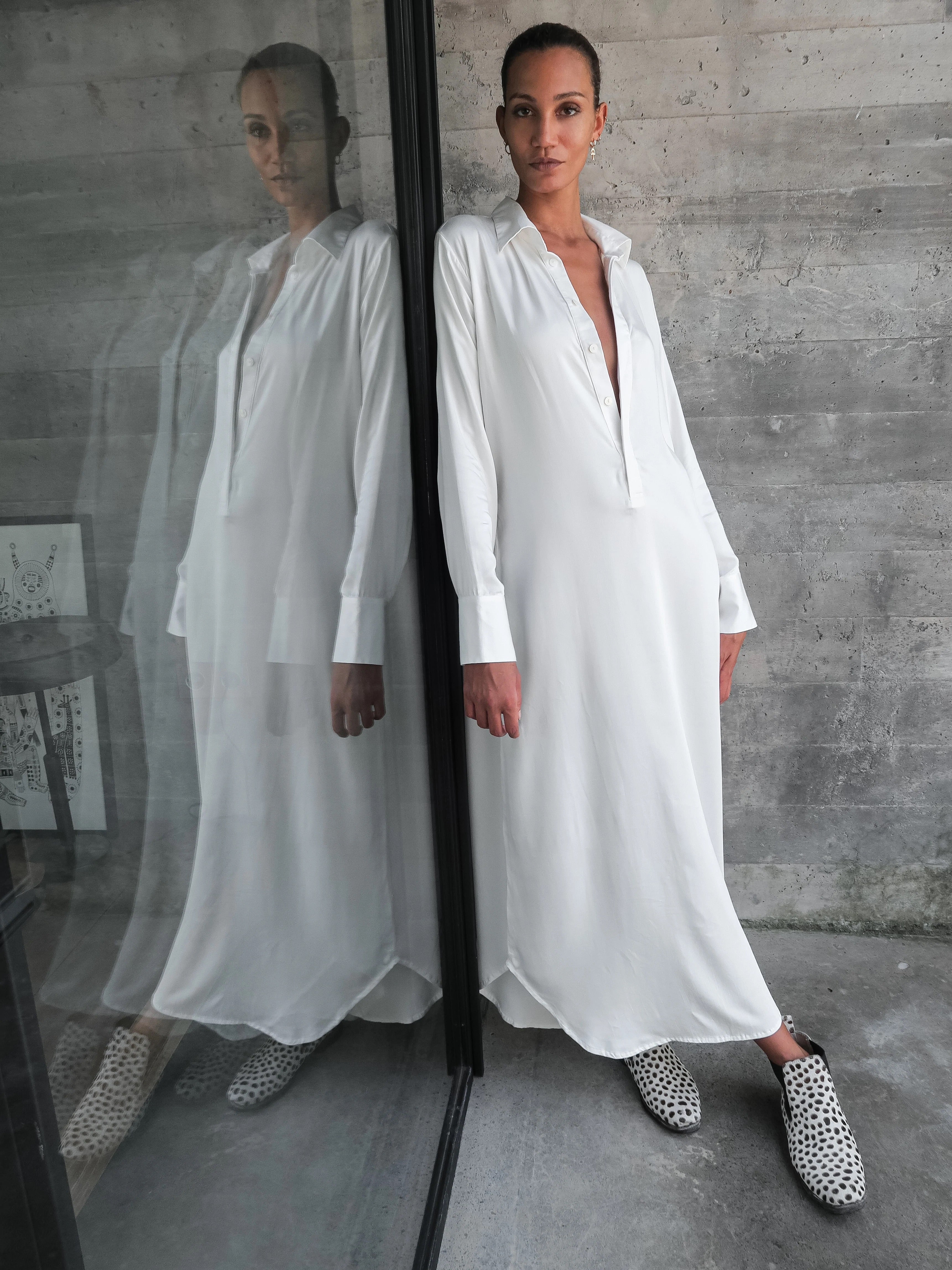 luciee-ava-maxikleid-hemdblusenkleid-schwarz-bambus image 7