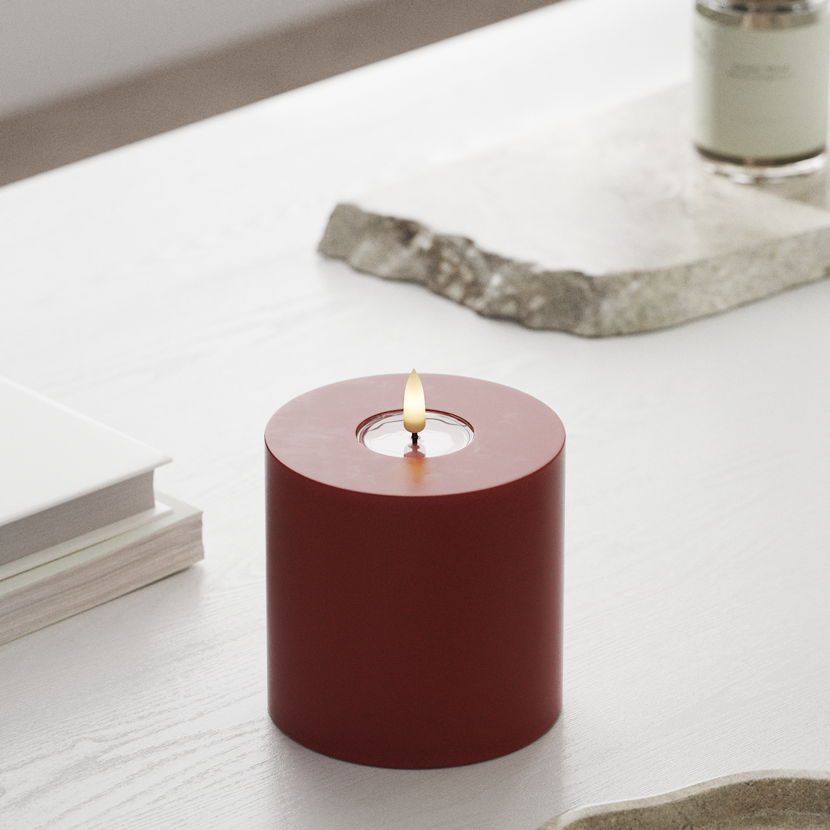 deluxe-homeart-blockkerzen-led-blockkerze-10x10-cm-rot-real-flame image 3