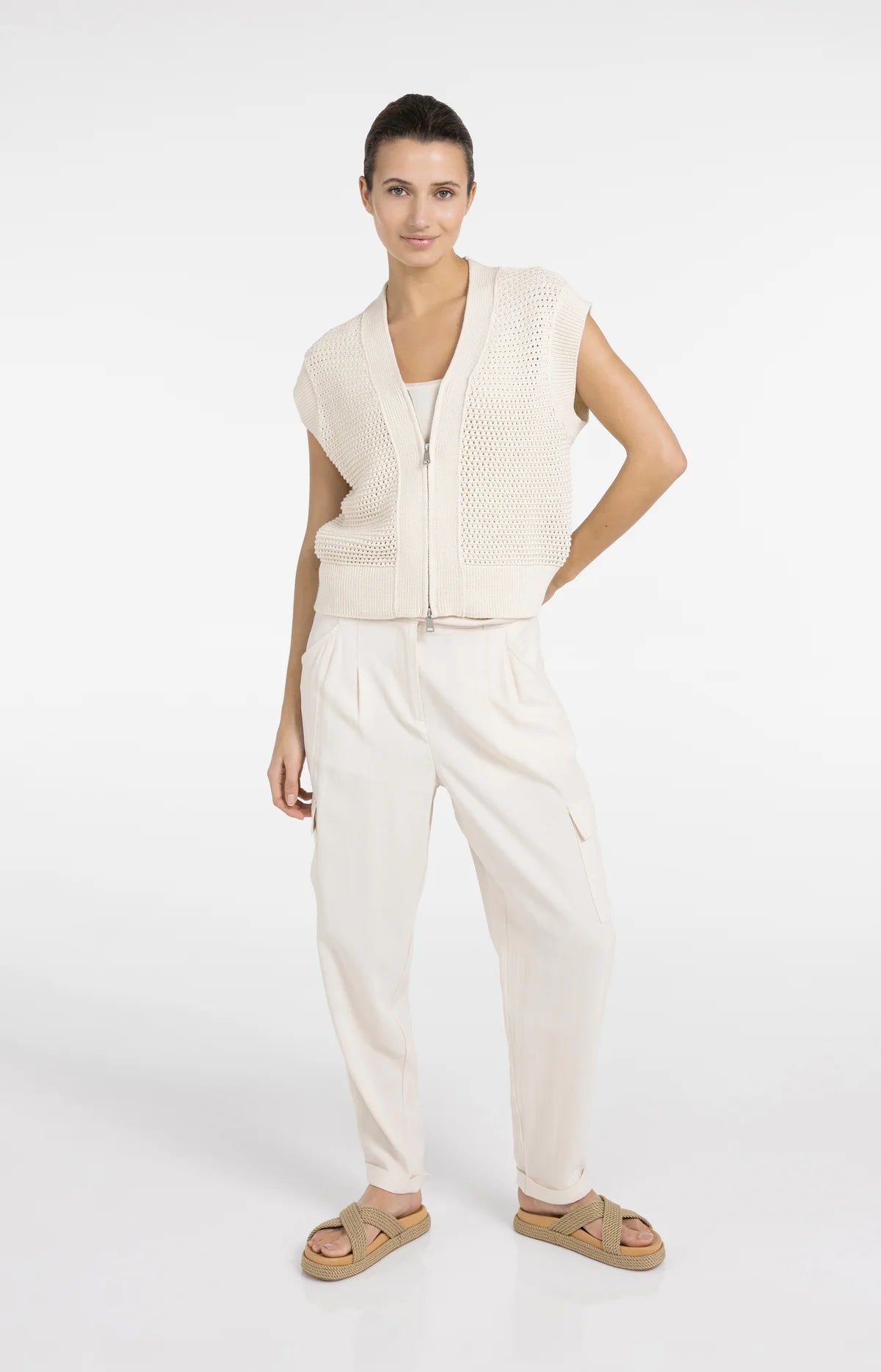 yaya-tr-gertop-mit-netzdetail-creme-damen-top image 3