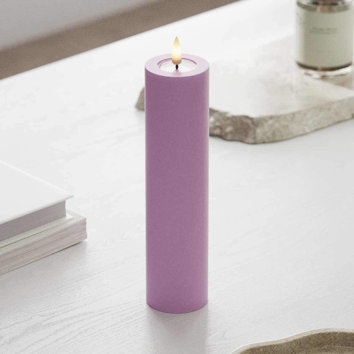 deluxe-homeart-blockkerzen-led-kerze-5x20-cm-lavendel-real-flame image 3