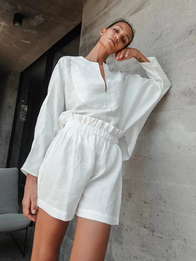 luciee-stella-leinen-shorts-ecru-hohe-taille-gr-e-s-m image 1