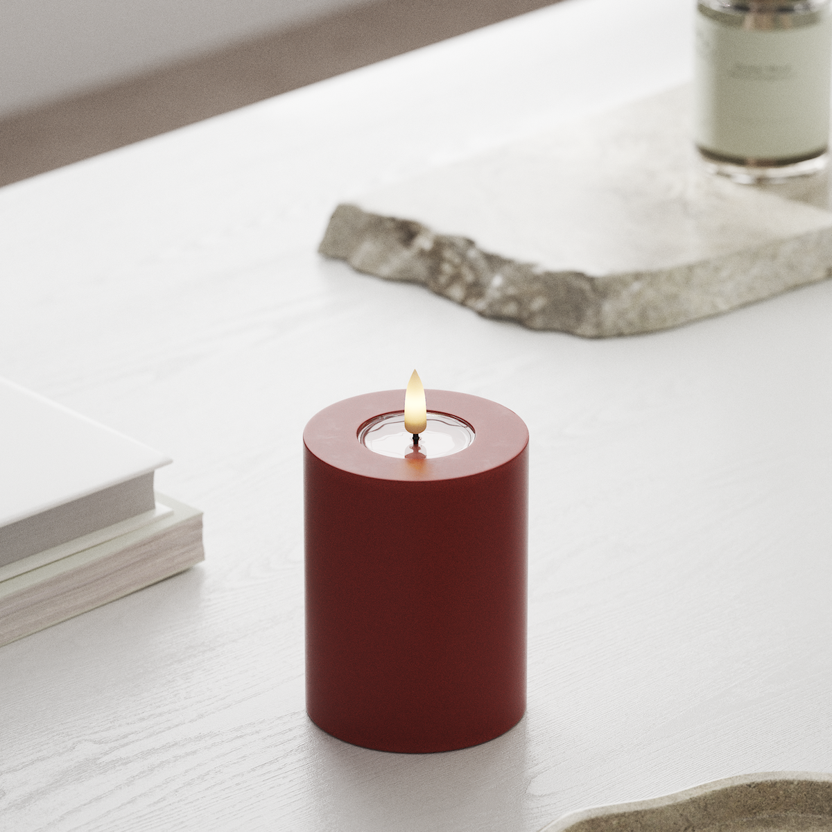 deluxe-homeart-blockkerzen-led-stumpenkerze-rot-7-5x10cm image 3