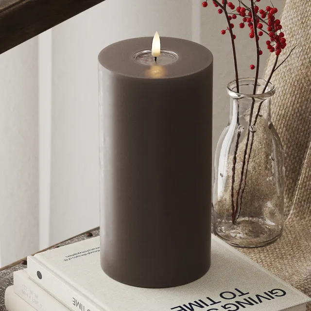 deluxe-homeart-blockkerzen-led-blockkerze-10x20-cm-mokka-real-flame image 1