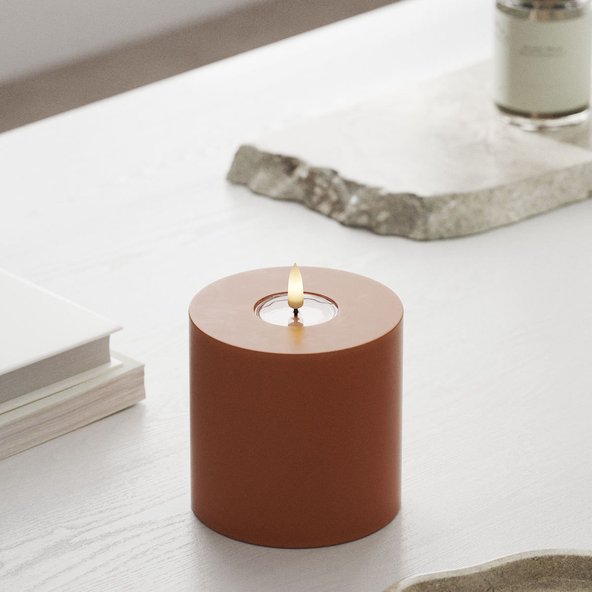 deluxe-homeart-blockkerzen-led-blockkerze-10x10-cm-orange-real-flame image 3