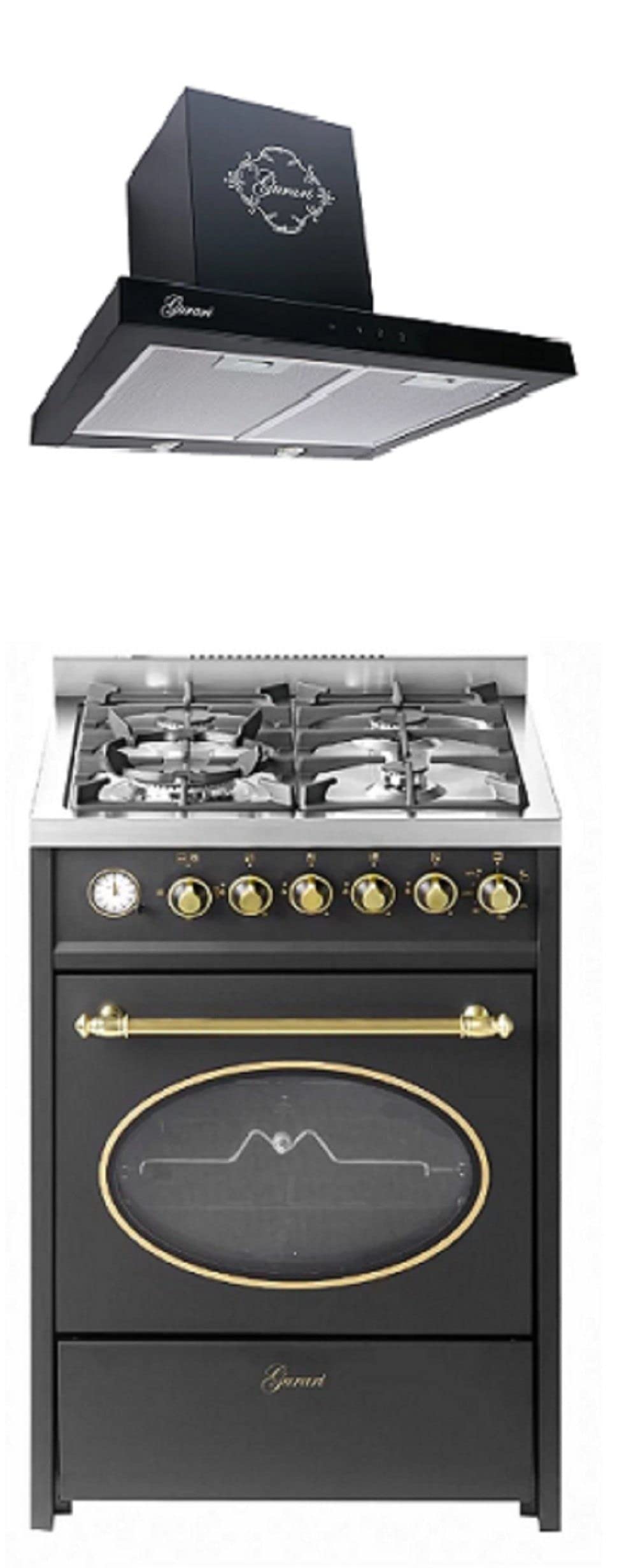 gurari-gch-g-614-herdset-gas-creme-60-cm-haube-schwarz image 1