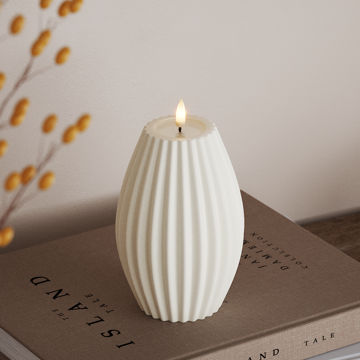 deluxe-homeart-rillenkerzen-led-kerze-10x15-cm-wei-real-flame image 2
