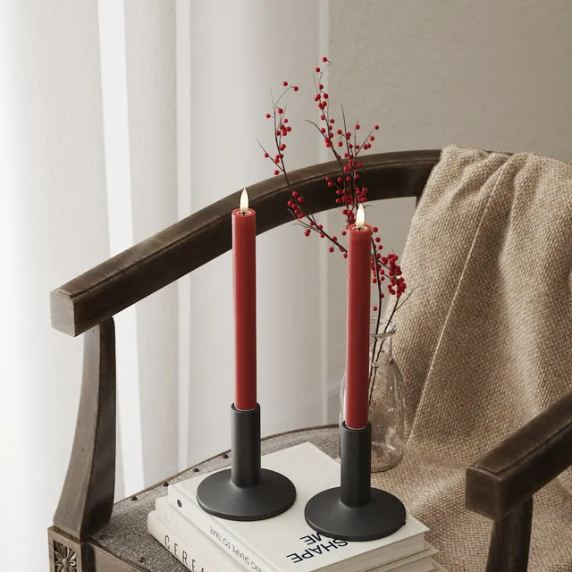 deluxe-homeart-stabkerzen-led-tafelkerze-2x24-cm-rot-2-stk image 1