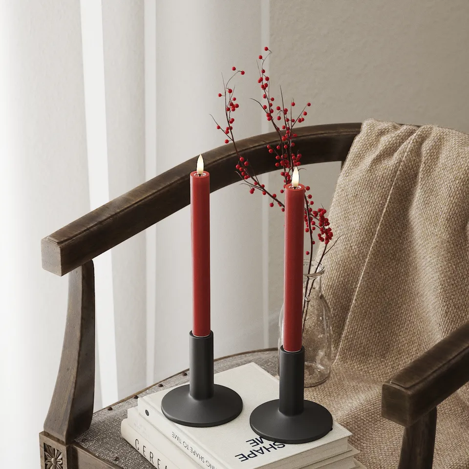 deluxe-homeart-stabkerzen-led-tafelkerze-2x24-cm-rot-2-stk image 1