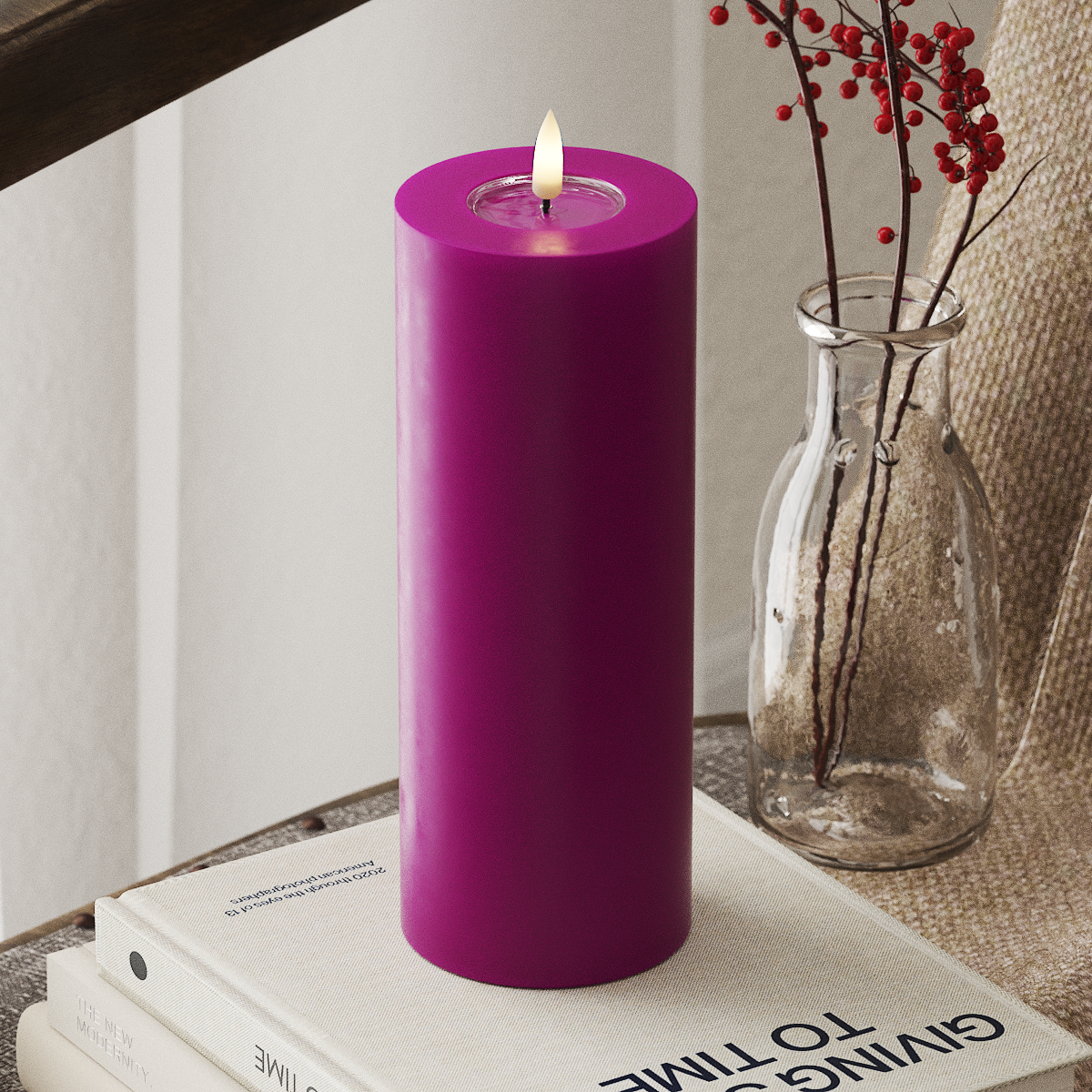 deluxe-homeart-blockkerzen-led-violett-7-5-x-20-cm image 1