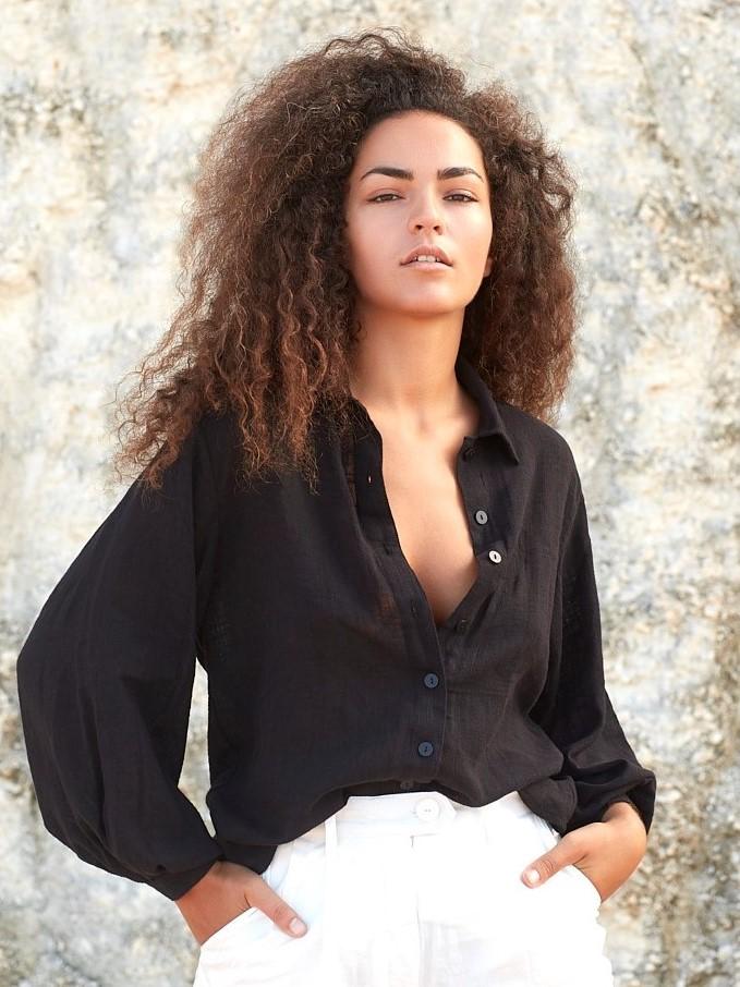 luciee-bluse-arya-baumwollbluse-schwarz-blouson-rmel image 1