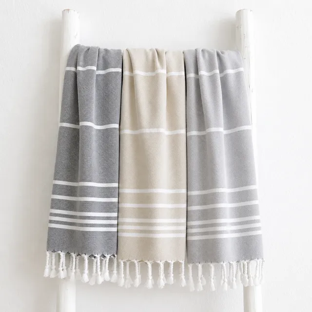 hamamtuch-strandtuch-baumwolle-streifen-beige-100x180 image 1