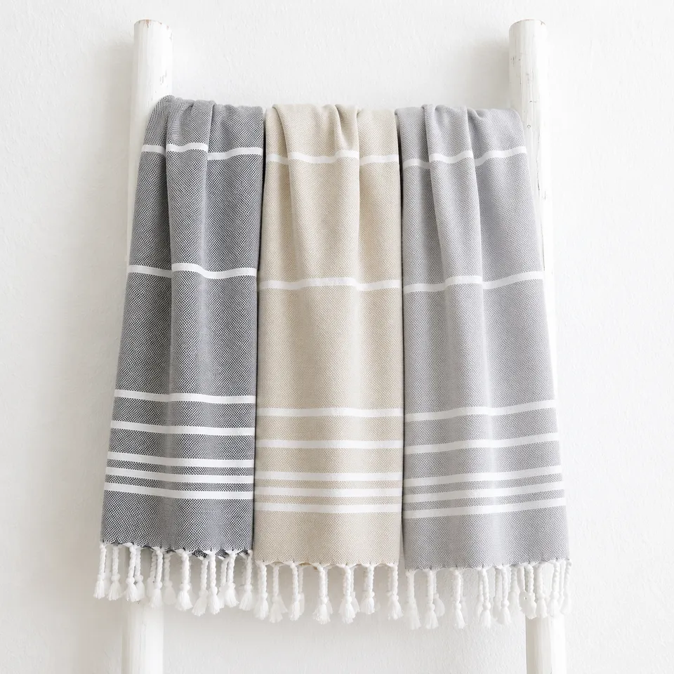 hamamtuch-strandtuch-baumwolle-streifen-beige-100x180 image 1