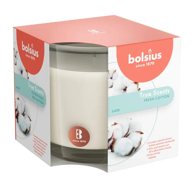 bolsius-true-scents-duftkerze-fresh-cotton-wei-43h-glas image 1