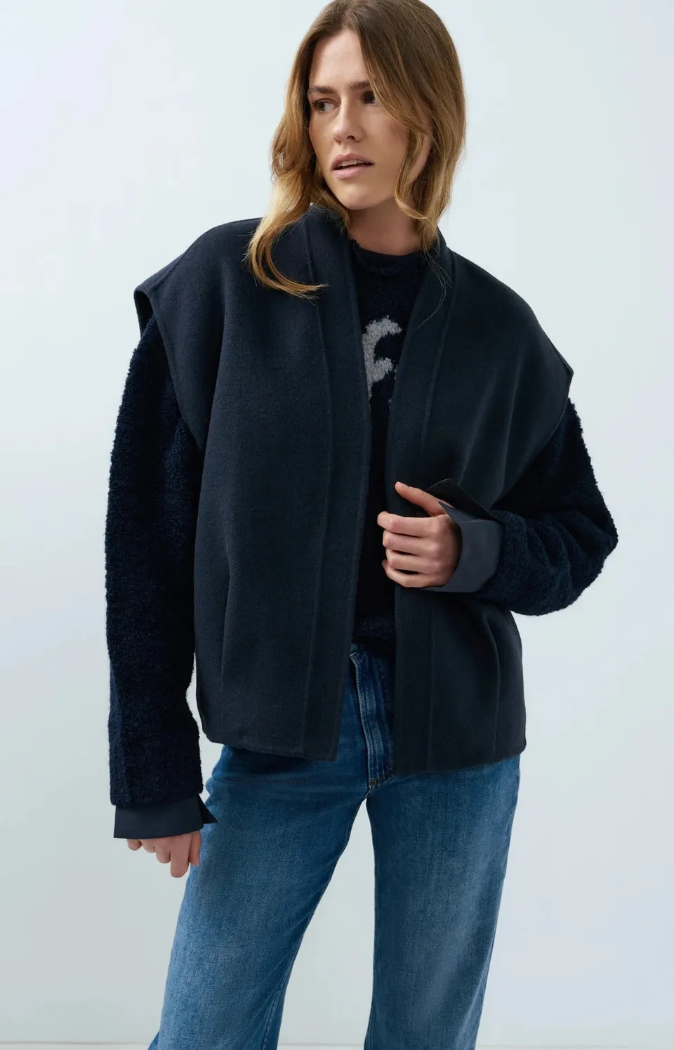 ein-st-ck-vom-gl-ck-yaya-wollweste-dunkelgrau-melange-oversize image 1