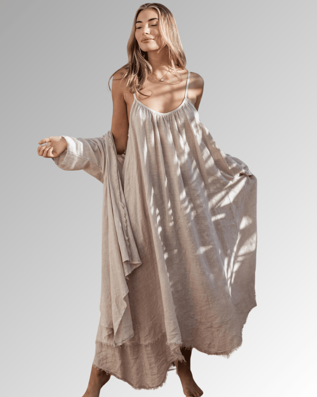 bypias-palmanova-leinenkleid-damen-beige-spaghettitr-ger image 1