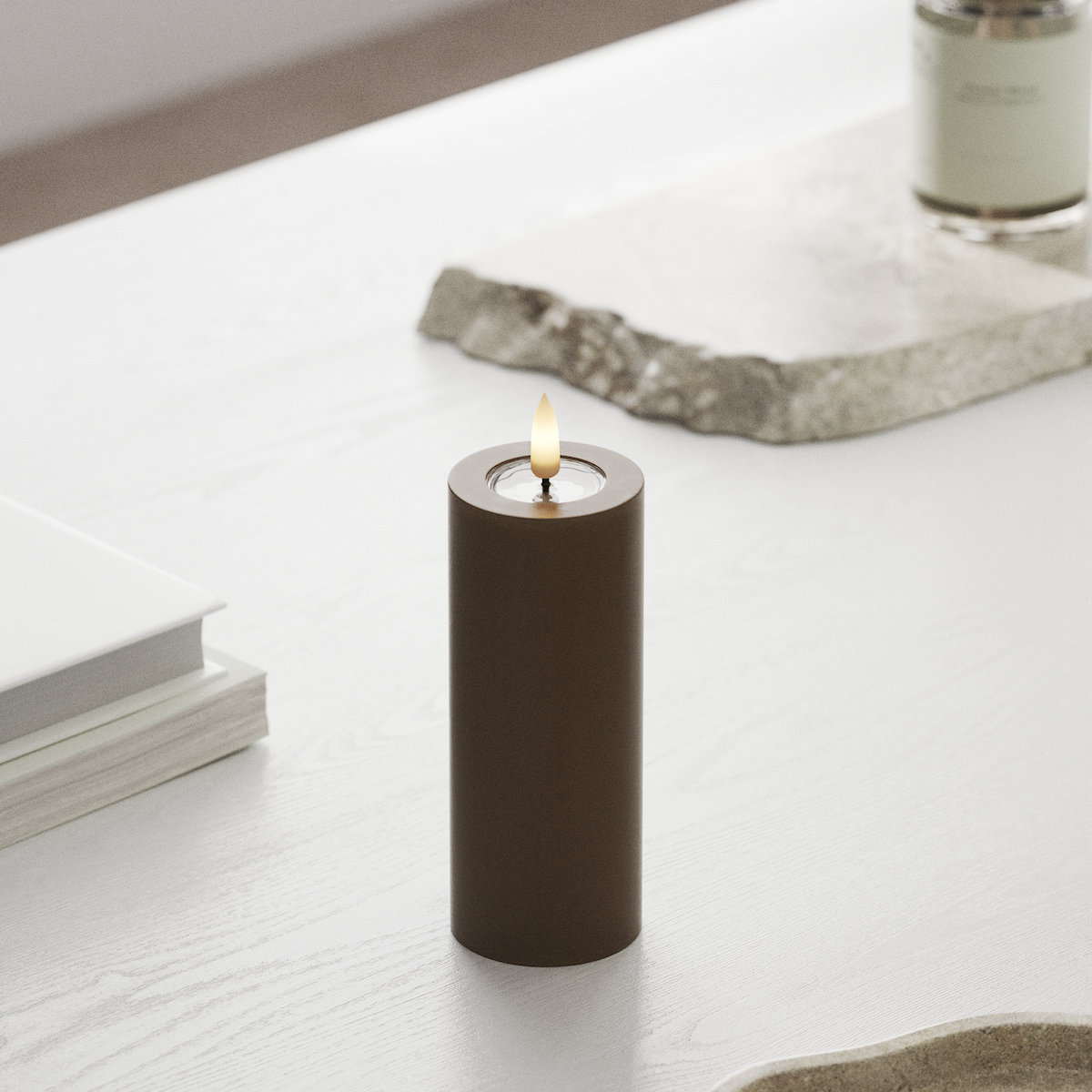 deluxe-homeart-blockkerzen-led-kerze-karamell-5x12-5-cm-real-flame image 3