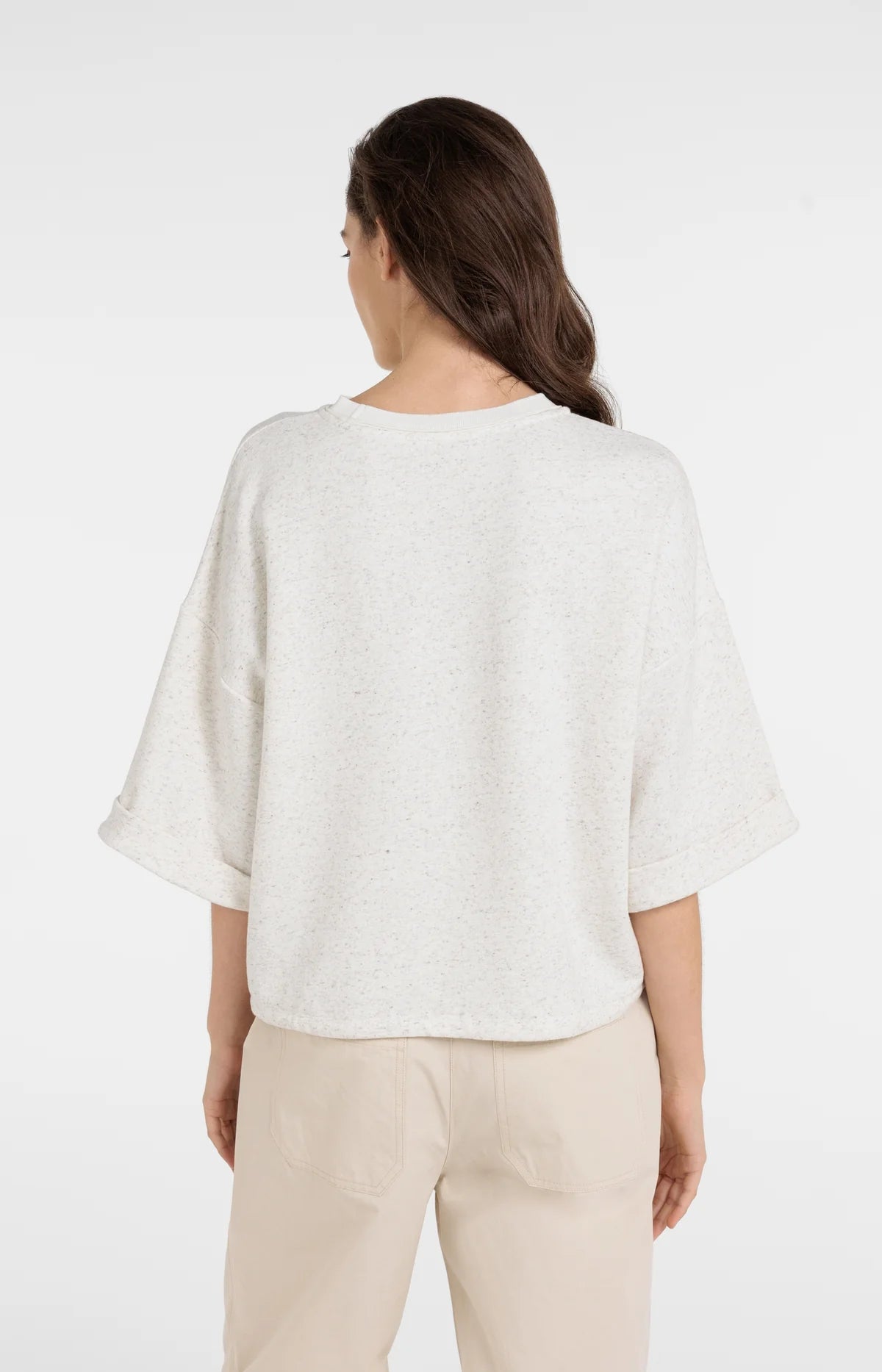 yaya-kurzarm-sweatshirt-ivory-white-melange-pullover-offwhite image 4
