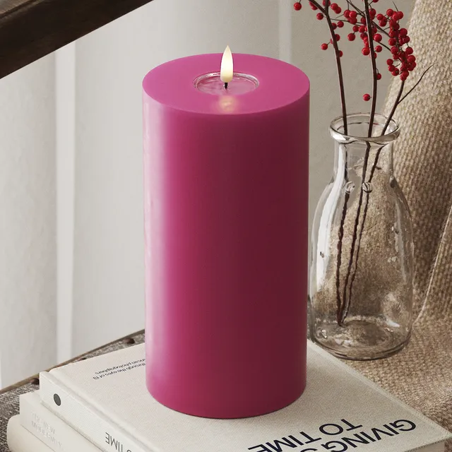 deluxe-homeart-blockkerzen-led-blockkerze-10x20-cm-magenta-real-flame image 1