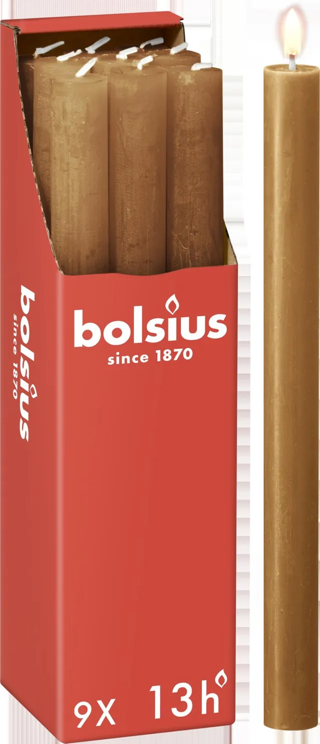 bolsius-rustik-stabkerzen-hellbraun-9-st-ck-27-cm-13-stunden image 1