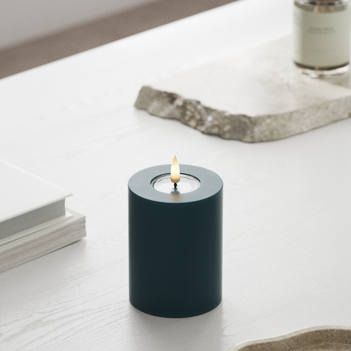 deluxe-homeart-blockkerzen-led-kerze-7-5x10-cm-petrol-real-flame image 3