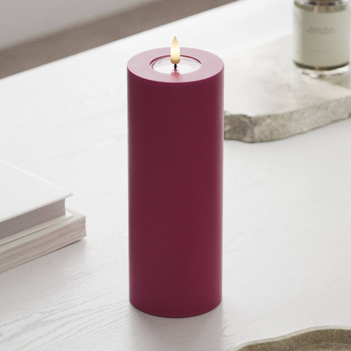 deluxe-homeart-blockkerzen-led-blockkerze-magenta-7-5x20-cm-real-flame image 3