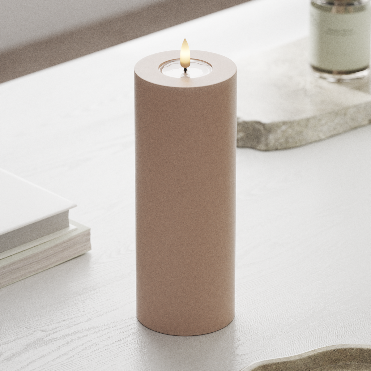 deluxe-homeart-blockkerzen-led-kerze-rosa-7-5x20-cm-wachs image 3