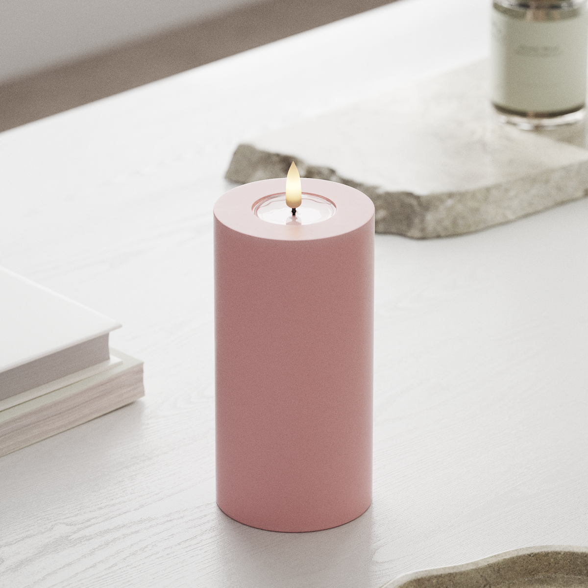 deluxe-homeart-blockkerzen-led-stumpenkerze-hellrosa-15-cm image 3