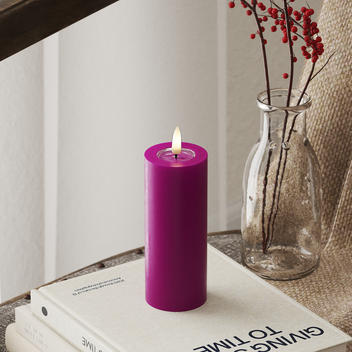 deluxe-homeart-blockkerzen-led-5x12-5cm-stumpenkerze-violett image 1