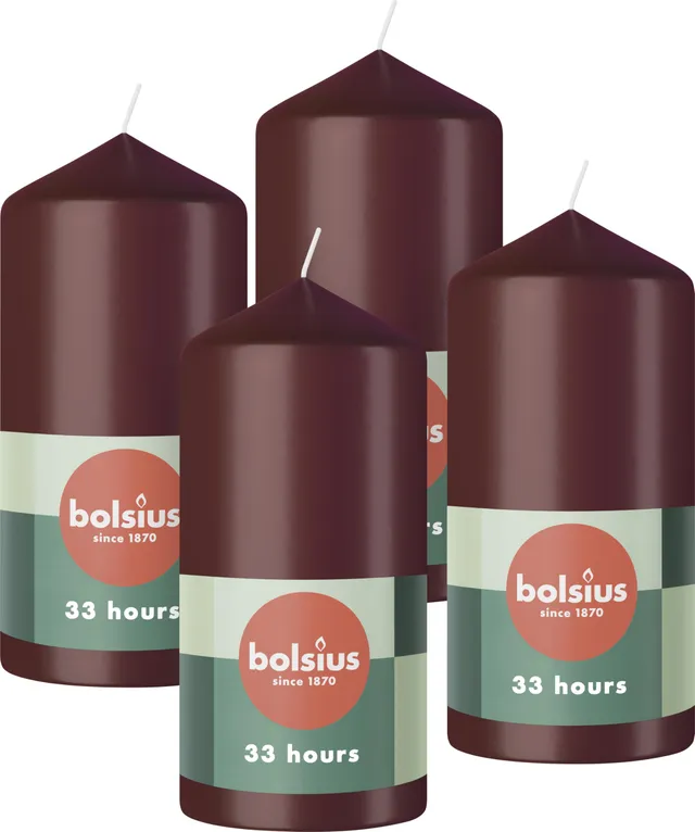 bolsius-essentials-stumpenkerzen-bordeauxrot-4er-pack-12x6-cm image 1