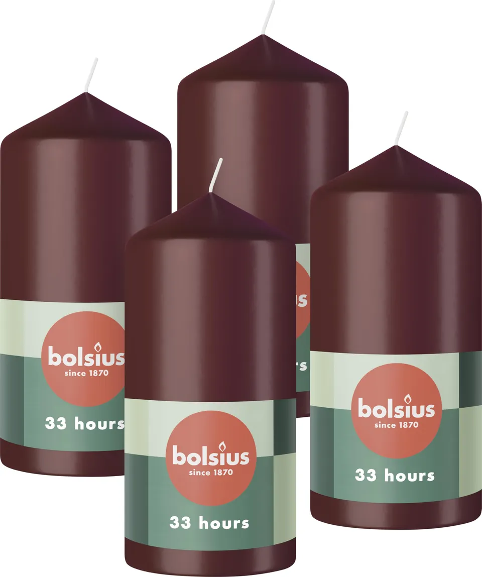 bolsius-essentials-stumpenkerzen-bordeauxrot-4er-pack-12x6-cm image 1