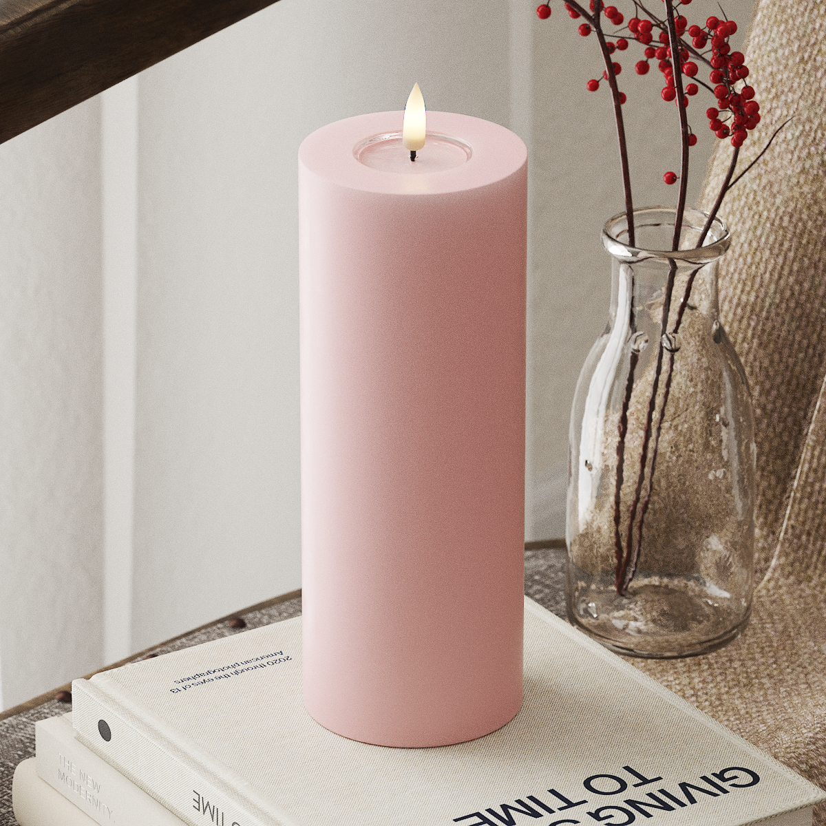 deluxe-homeart-blockkerzen-led-blockkerze-7-5x20-cm-hellrosa image 1