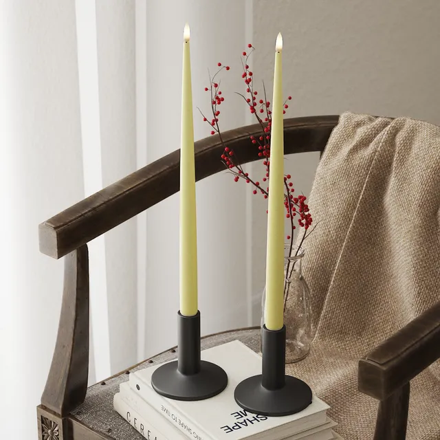 deluxe-homeart-kerzenlicht-mit-lack-led-kerze-2er-38-cm-hellgelb image 1