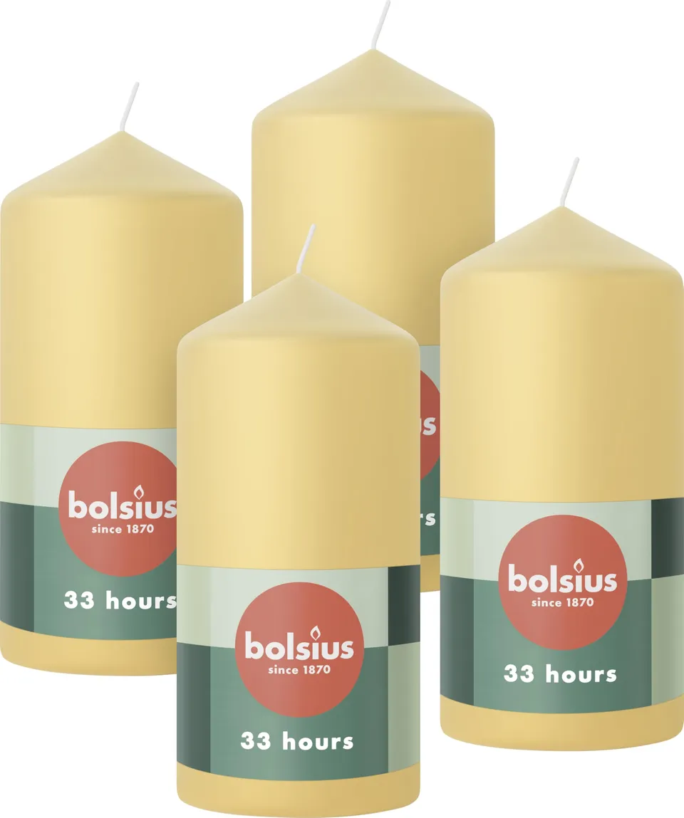 bolsius-essentials-stumpenkerze-beige-12x6-cm-4er-33h image 1