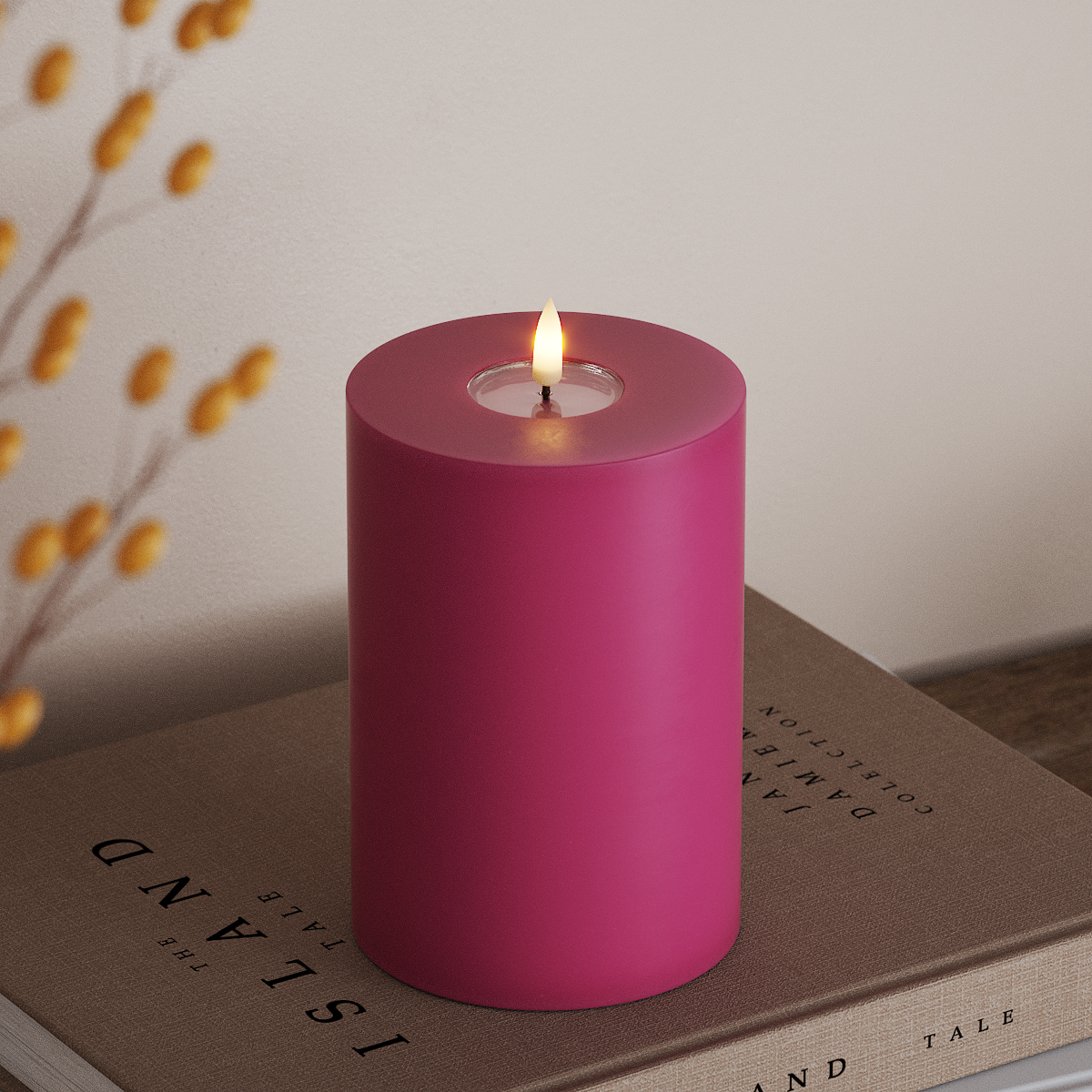 deluxe-homeart-blockkerzen-led-blockkerze-magenta-10x15-cm-real-flame image 2