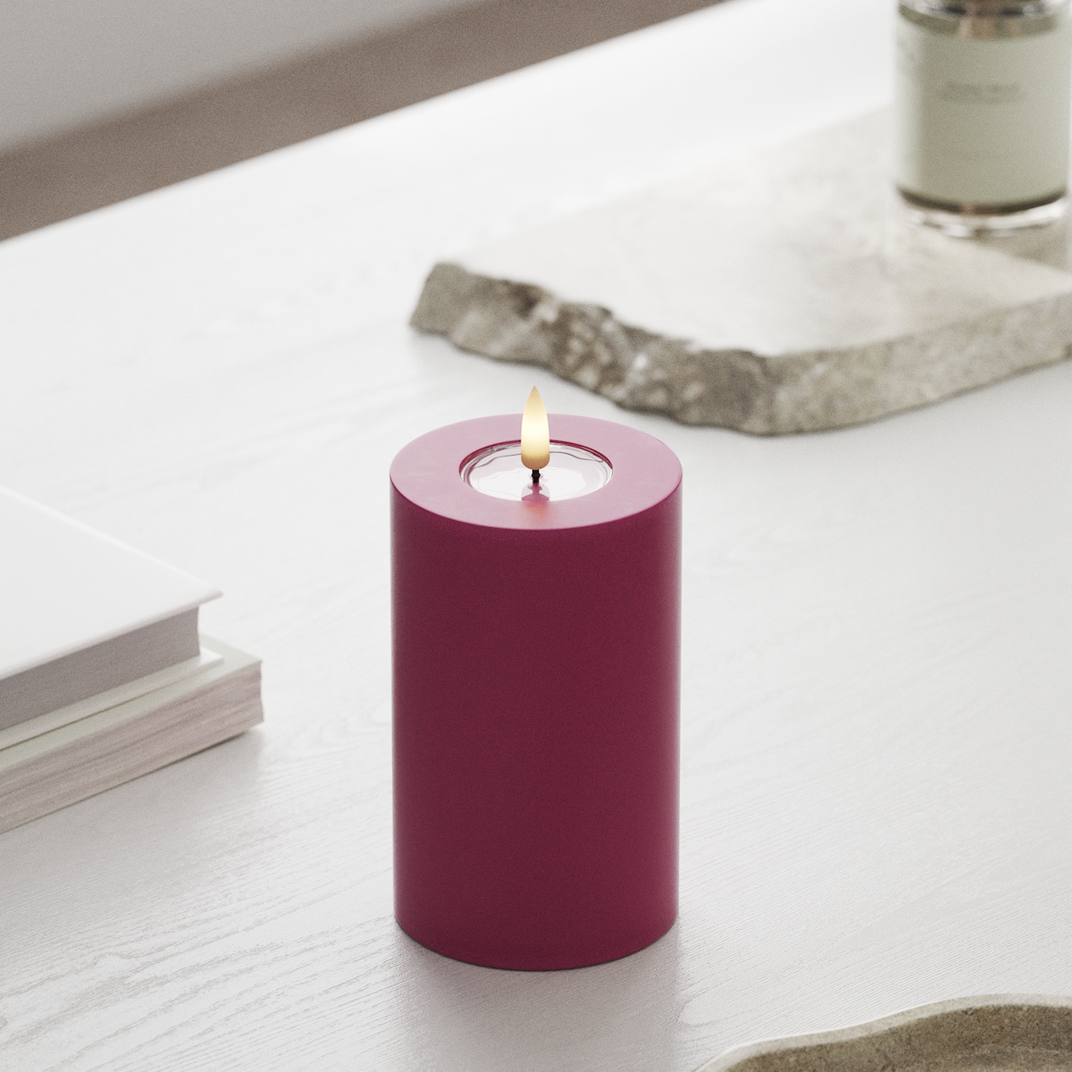 deluxe-homeart-blockkerzen-led-kerze-7-5x12-5-cm-magenta-real-flame image 3