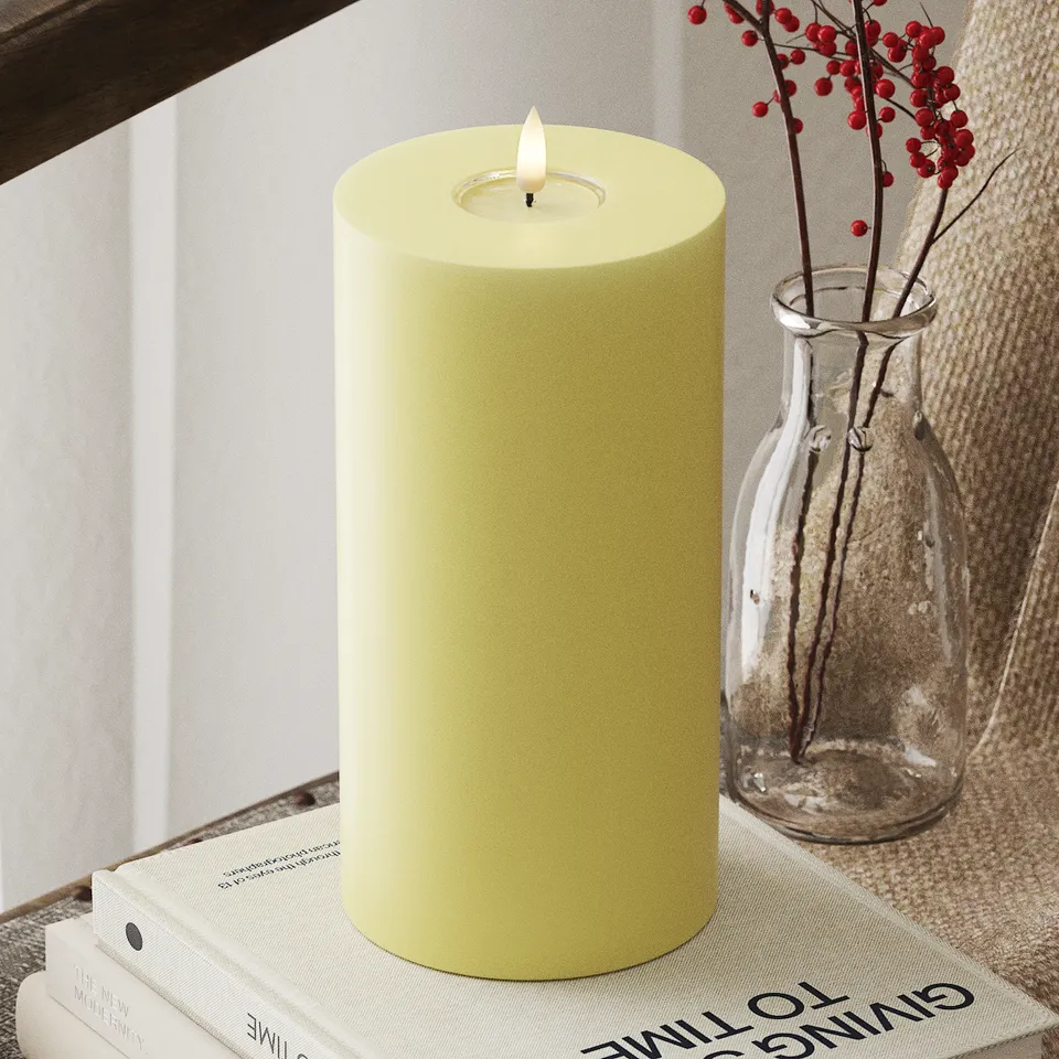 deluxe-homeart-blockkerzen-led-blockkerze-10x20-cm-hellgelb-real-flame image 1