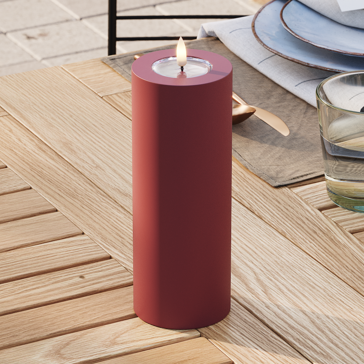 deluxe-homeart-au-enleuchten-led-kerze-7-5x20-cm-bordeaux-ip44 image 3