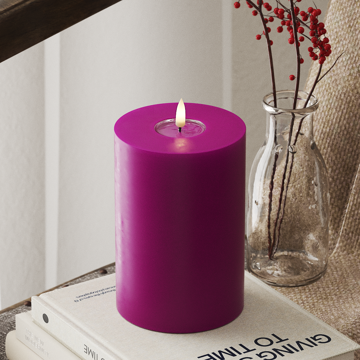 deluxe-homeart-blockkerzen-led-blockkerze-10x15cm-violett-wachs image 1